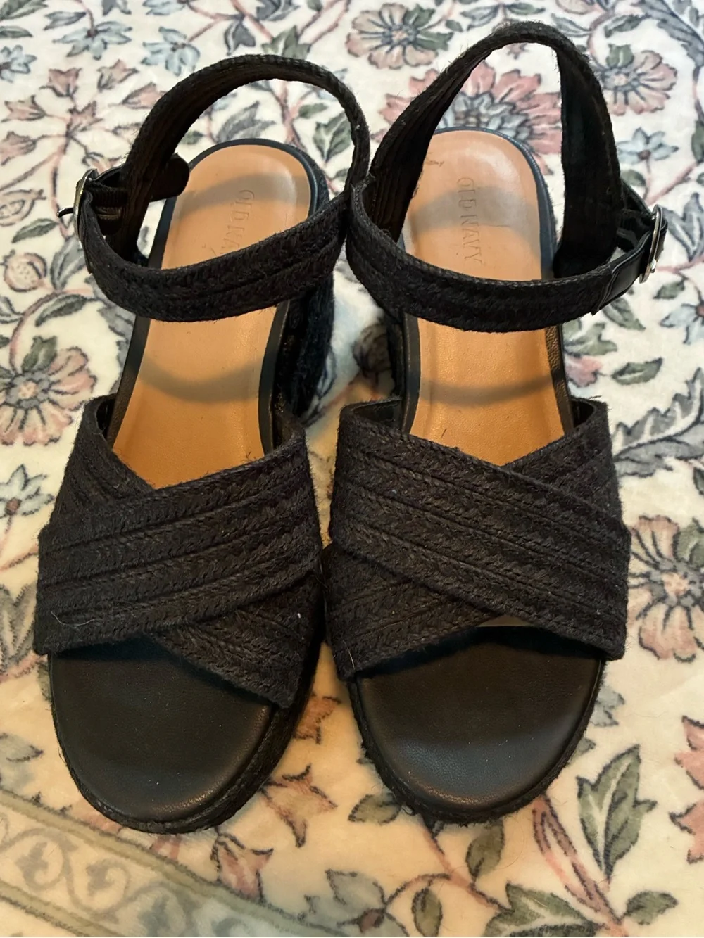 Women’s Black Platform Espadrille Sandal with Ankle Strap